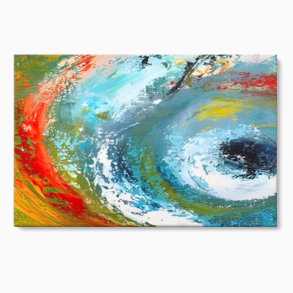 Tablou canvas cu pictura abstracta cu vartej de culori, fara rama, pe sasiu de lemn